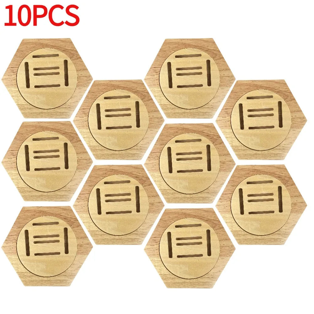 1-10Pcs Wooden Medal Display Racks Hexagonal Honeycomb Combination Medal Holder Honor Commemorative Display Home Wall Decoration